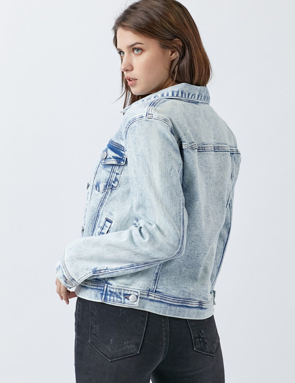 RISEN Button Up Washed Denim Jacket