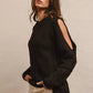 Black BiBi Twist knitted open shoulder sweater with cutouts
