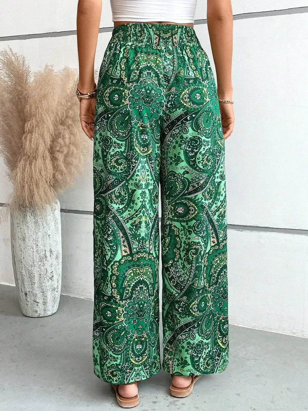 Printed Wide Leg Pants - DAVERRI FASHIONS