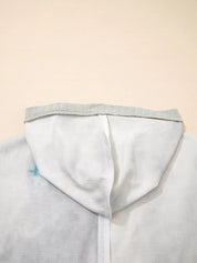 Floral Patched Waffle Textured V Neck Casual Hooded Top | Tops Daverri Fashions