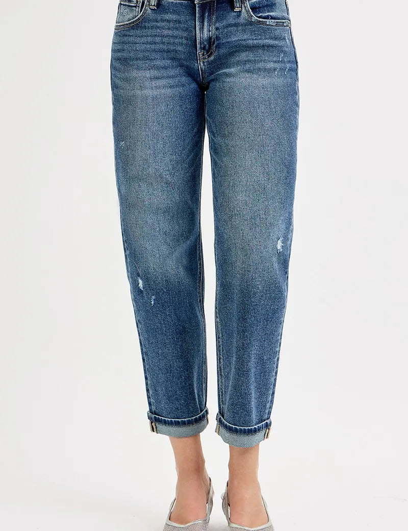DARK RISEN Full Size Low Rise Crop Boyfriend Jeans | Jeans Daverri Fashions