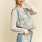 Davi & Dani Lace Patch Open Front Denim Vest - DAVERRI FASHIONS