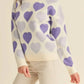 Heart Ribbed Hem Long Sleeve Sweater - DAVERRI FASHIONS