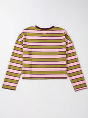 Daverri Fashions pink green striped cotton waffle top