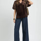 Umgee Full Size Velvet Embroidered Sleeve Blouse Plus Size