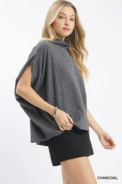 Umgee Textured Mock Neck Relaxed Top | Knit Tops Daverri Fashions