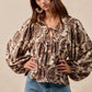 BiBi Printed Woven Front Tied Blouse with Baloon Sleeve - DAVERRI FASHIONS