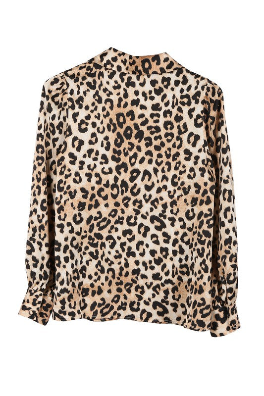 Satin Leopard Print Blouse Blouses