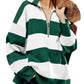 Striped Half-Zip Oversized Sweatshirt - DAVERRI FASHIONS