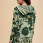 Annie Wear Flower Pattern Drawstring Hooded Top and Shorts Sweater Set Outfit Sets