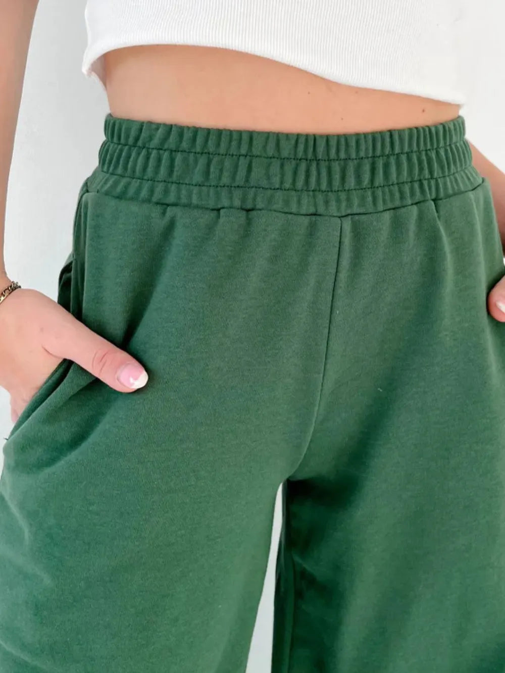 Elastic Waist Wide Leg Pants | Pants Daverri Fashions