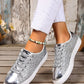 Sequin Lace Up Sneakers - DAVERRI FASHIONS