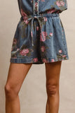 BiBi Floral Printed Denim Short Pants With Pocket - DAVERRI FASHIONS