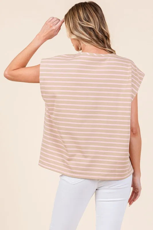 Lime 'N' Chili Striped Muscle Sleeve Top