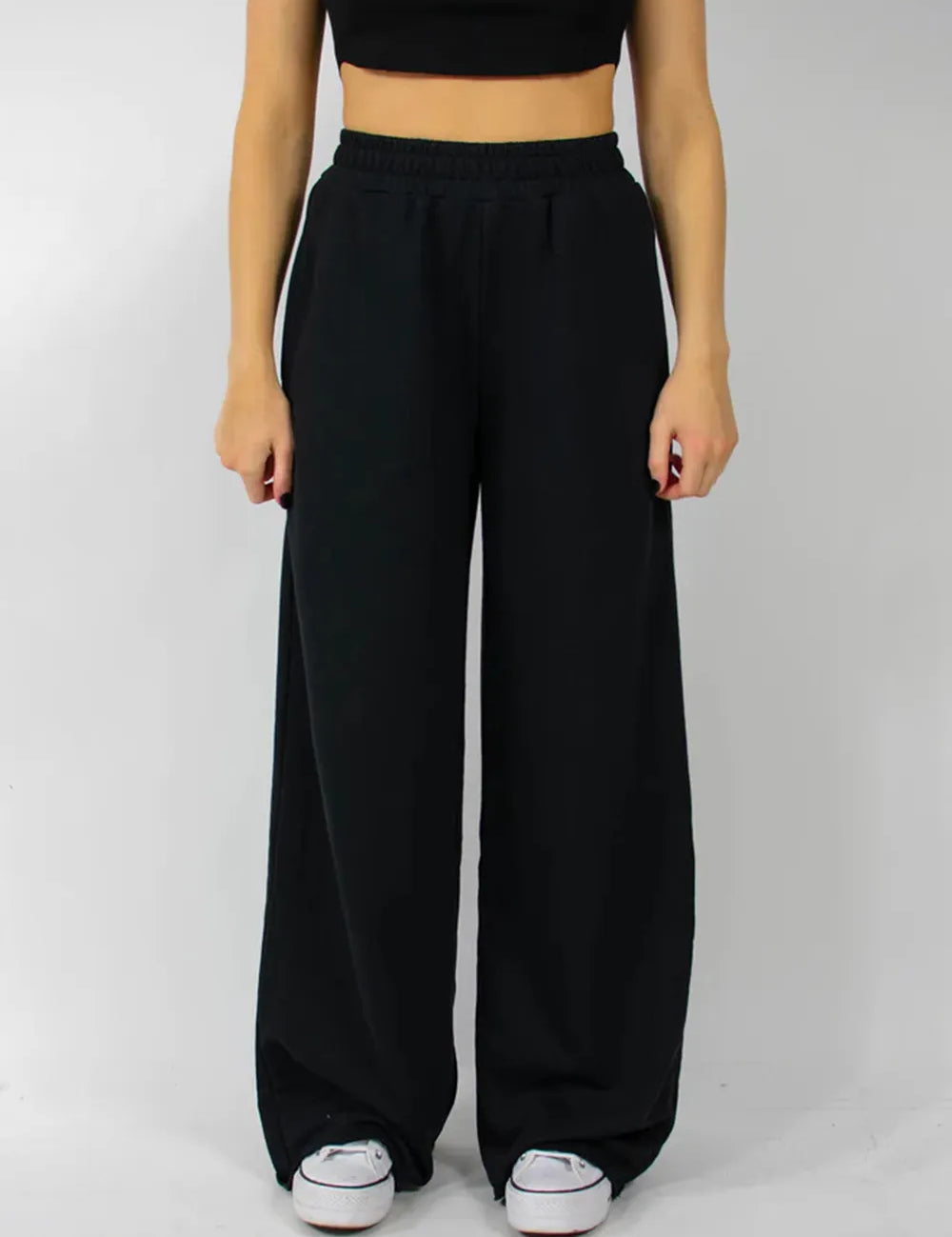Elastic Waist Wide Leg Pants | Pants Daverri Fashions