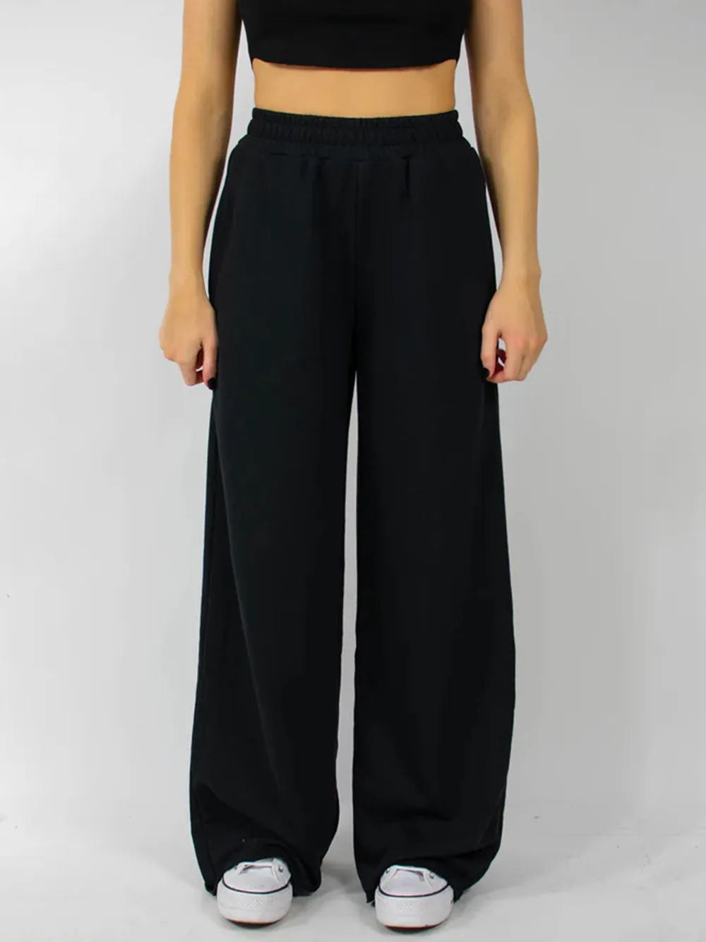Elastic Waist Wide Leg Pants | Pants Daverri Fashions