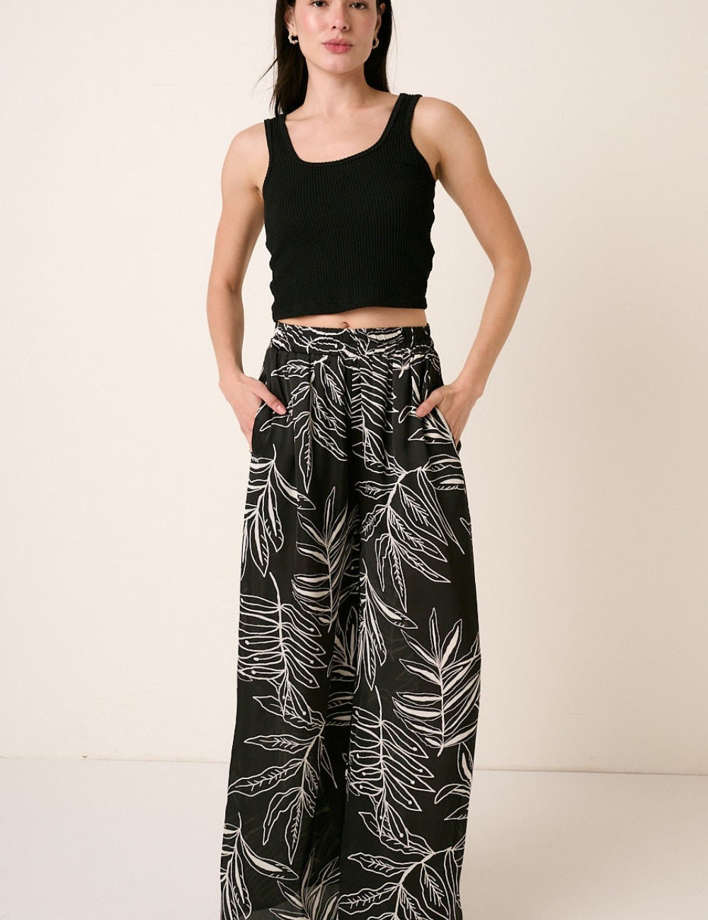 Mittoshop Printed Wide Leg Pants Black