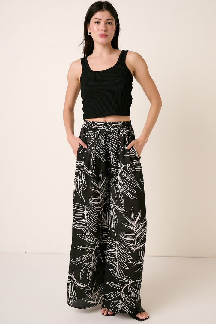 Mittoshop Printed Wide Leg Pants Black