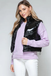 Snobbish Zip Up Turtleneck Shiny Quilted Vest | Vest Jackets Daverri Fashions