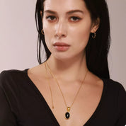 Gold One Size 18K Gold-Plated Stainless Steel Necklace with Teardrop Pendant | Necklaces Daverri Fashions