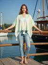 Light green and white gradient Daverri tassel knit poncho cover up
