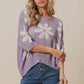 BiBi Floral Pattern Slit Sweater Lavender - DAVERRI FASHIONS