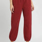 Umgee Fleece Jogger Pants with Drawstring Burgundy - DAVERRI FASHIONS