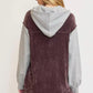 Umgee Contrast Hooded Chenille Jacket Plum - DAVERRI FASHIONS
