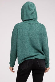 Hooded Brushed Melange Hacci Sweater Sweaters