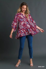 Umgee Mix Paisley Boho Tunic Blouse | Blouses Daverri Fashions