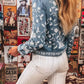 Floral Embroidered Button Up Denim Shirt - DAVERRI FASHIONS
