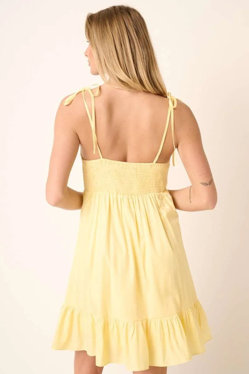 Mittoshop Ruched Detail Spaghetti Tie Mini Dress Mini Dresses