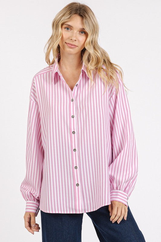 Mittoshop Button Down Striped Long Sleeve Shirt