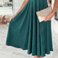 Emerald green Surplice Short Sleeve Midi Dress with draped bodice
