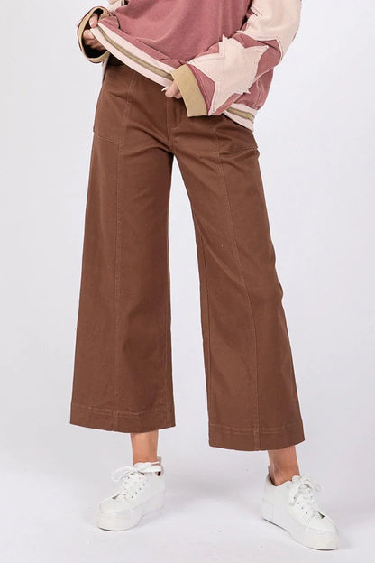SAGE + FIG Wide Leg Cropped Pants - DAVERRI FASHIONS