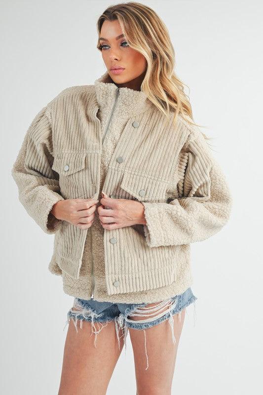 Aemi + Co Turtleneck Sherpa Jacket with Pockets Jackets