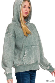 Zenana Fleece Acid Wash Kangaroo Pocket Hoodie | Daverri Fashions