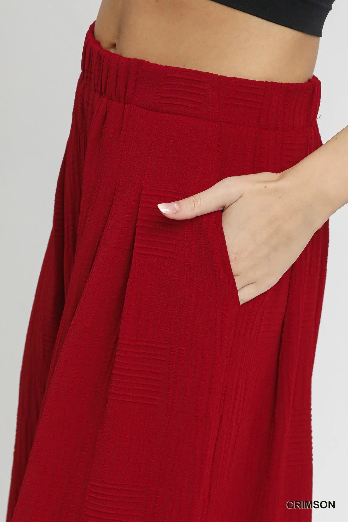 Umgee Elastic Waist Wide Leg Pants Pants