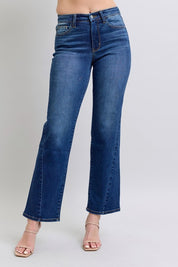 Medium Judy Blue Full Size Side Seam Detail Straight Jeans with Pockets | Daverri Fashions