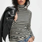 Daverri Fashions Exposed Seam Striped Turtleneck Long Sleeve T-Shirt - DAVERRI FASHIONS