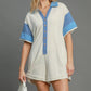 Umgee French Terry Collared Colorblock Romper OFF WHITE Rompers