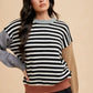 Annie Wear Striped Color Block Round Neck Sweater - DAVERRI FASHIONS