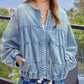 Washed Zip Up Denim Jacket - DAVERRI FASHIONS