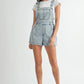 MABLE Square Neck Ruffle Shoulder Denim Overall Romper Shortalls