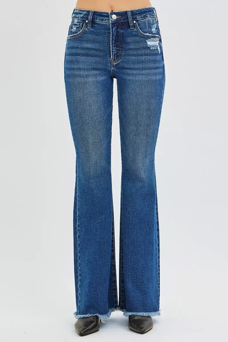 RISEN High Rise Flare Jeans - DAVERRI FASHIONS