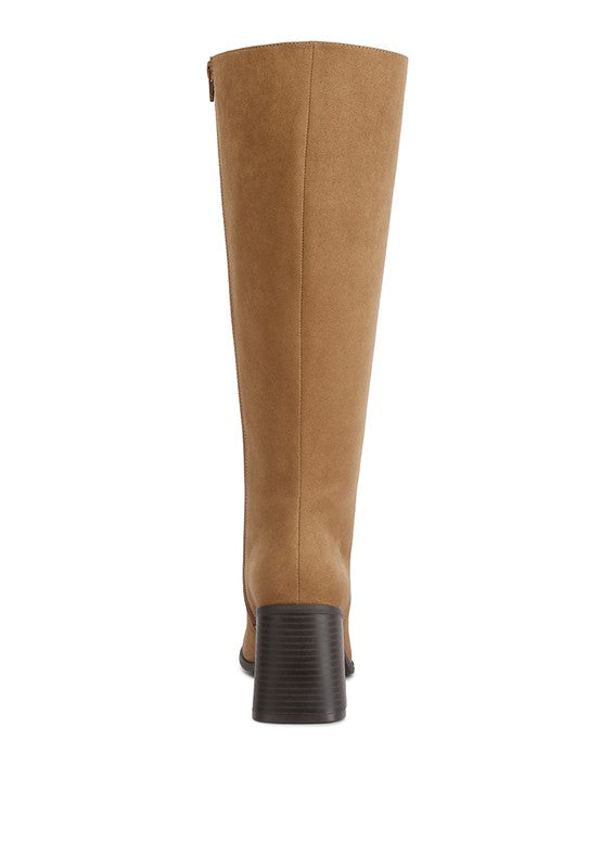 Paytin Faux Leather Block Heel Calf Length Boots | Boots Daverri Fashions