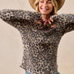 BiBi Leopard Print Washed Waffle Thermal Top with Thumb - DAVERRI FASHIONS