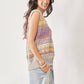 Davi & Dani multi-color crochet sleeveless knit vest in pastel stripes