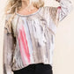 BiBi Tie Dye Knit Top with Print Block Shoulder - DAVERRI FASHIONS