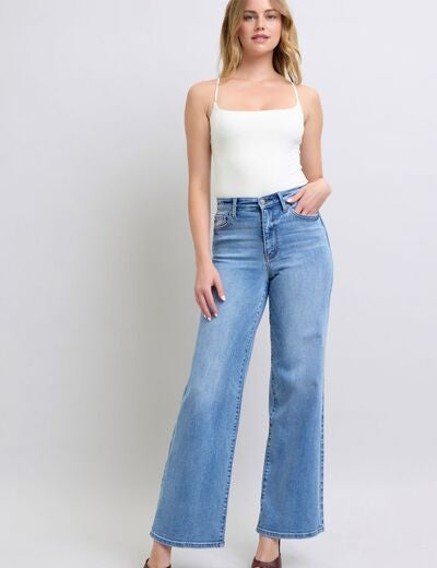 Judy Blue Full Size Wide Leg Jeans with Pockets Jeans